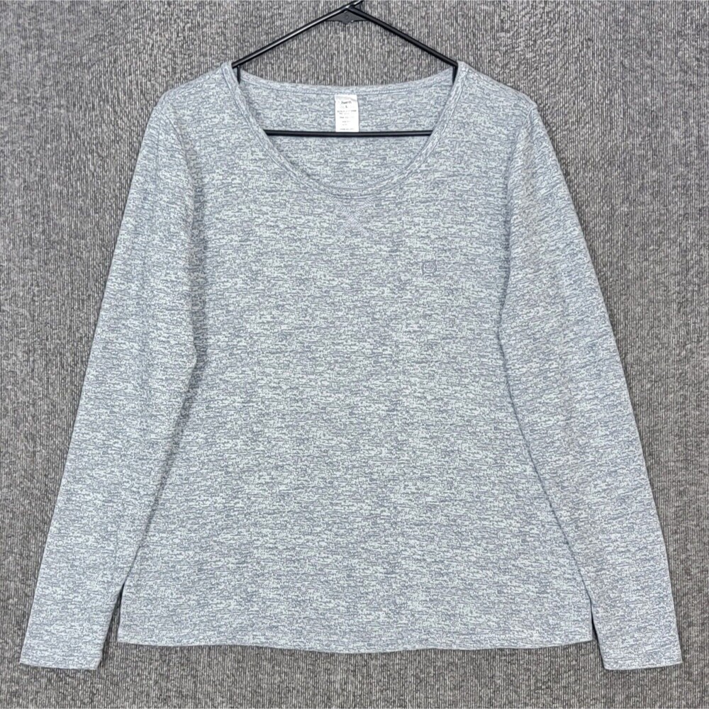 Born Shirt Womens Large Gray Long Sleeve Soft Cozy Tight Knit Base Layer